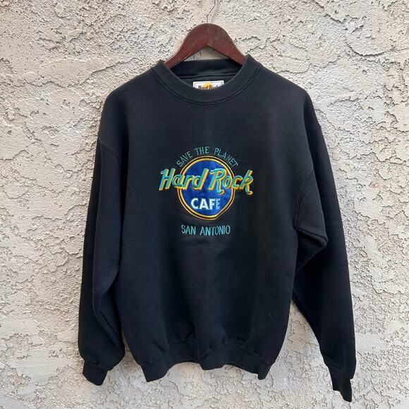 Vintage Hard Rock Cafe San Antonio Embroidered Crewneck Sweatshirt Men’s Medium - Picture 1 of 4